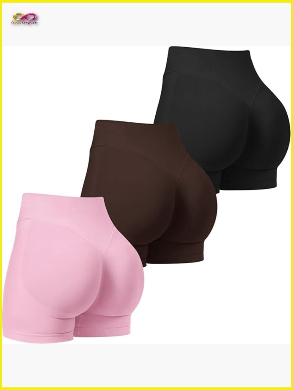 Seamless Scrunch Butt Lifting High Waist Yoga Biker Booty Shorts 3 Pack - Picture 1 of 7